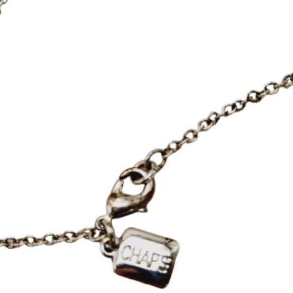 Chaps 34-36 inch Silver Tone Beaded Chain Necklace Long Layering Jewelry - Picture 7 of 8